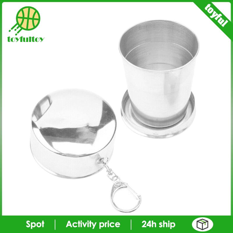 Cốc Uống Nước Bằng Thép Không Gỉ Có Thể Gấp Gọn Kèm Móc Khóa Tiện Lợi