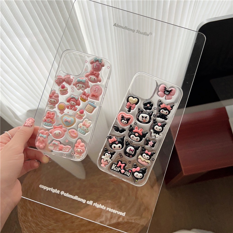 Ốp Điện Thoại Chống Sốc In Hình Kuromi Melody 3D Dễ Thương Cho iPhone 14 13 12 11 Pro Max 14promax X XR XSMAX