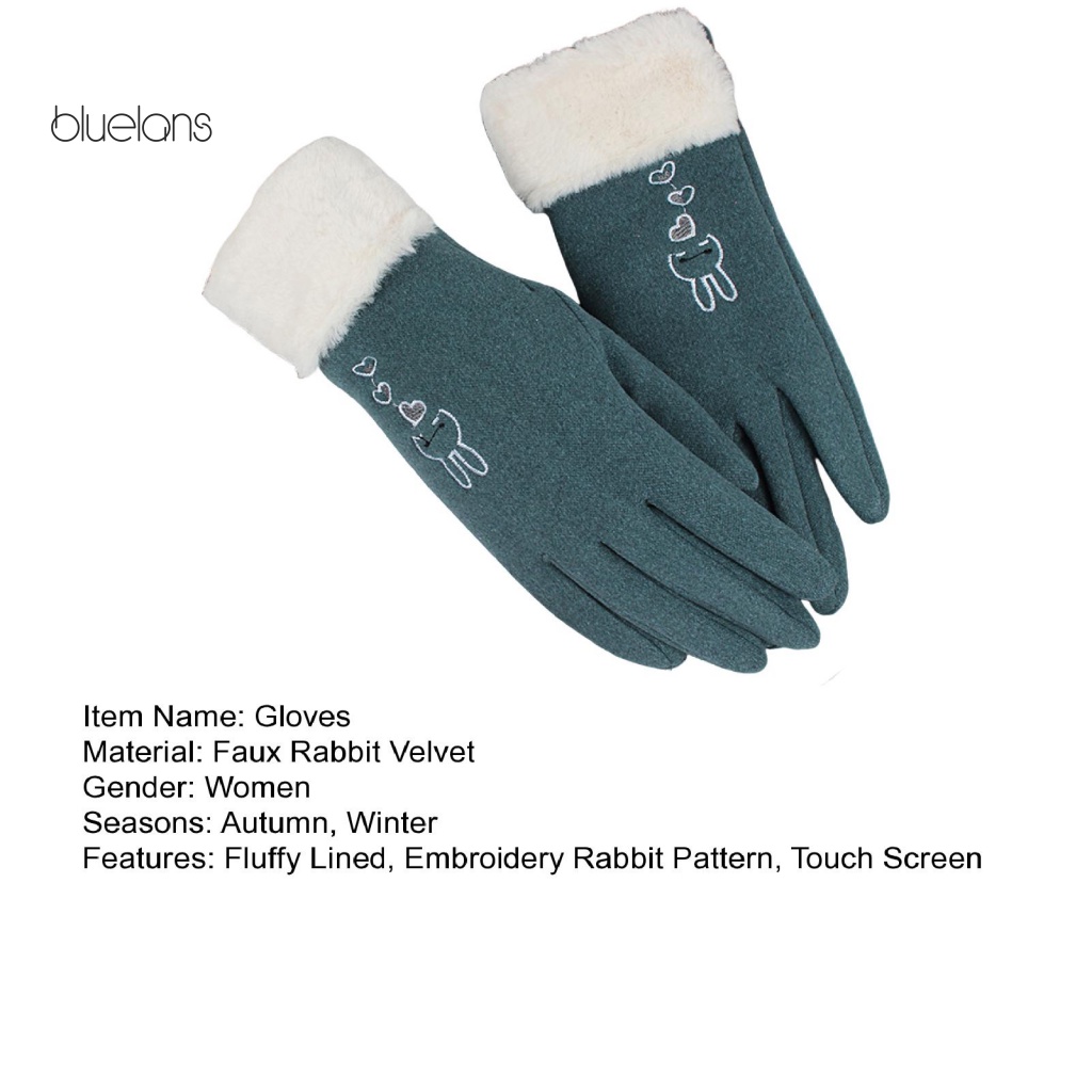 1 Đôi Găng Tay Lái Xe Chống Trượt Thêu Hình Thỏ Phong Cách Hàn Quốc