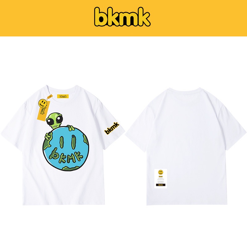 Áo Thun Tay Ngắn Dáng Rộng In Hình Mặt Cười Và Người Ngoài Hành Tinh Thời Trang Xuân Hè Cho Cặp Đôi