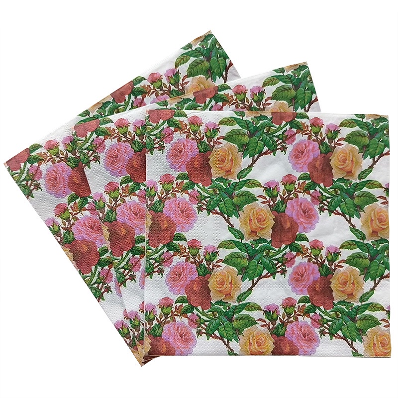 Bộ 20 Khăn Ăn Hai Lớp In Hoa Nhiều Màu Sắc Thân Thiện Với Môi Trường Dùng Một Lần Trang Trí Tiệc Cưới / Sinh Nhật
