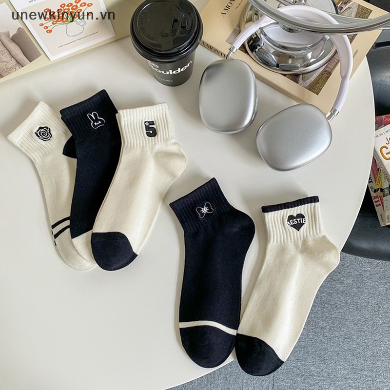 Vớ Cotton Thoáng Khí Thêu Họa Tiết Thời Trang Xuân Hè 2023 Cho Nữ