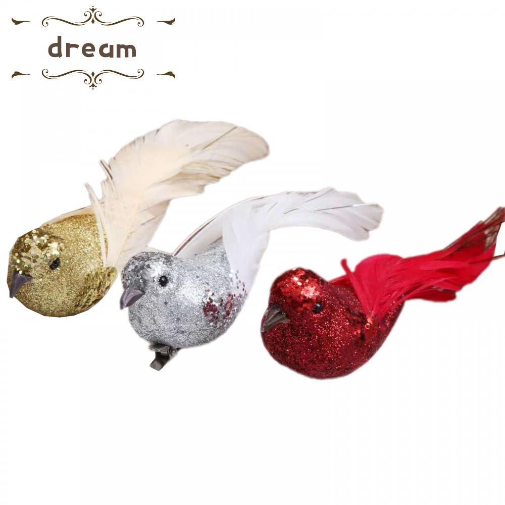 【DREAMLIFE】12 PCS Artificial Feather Birds Clips High Quality For Wreaths Christmas Decor
