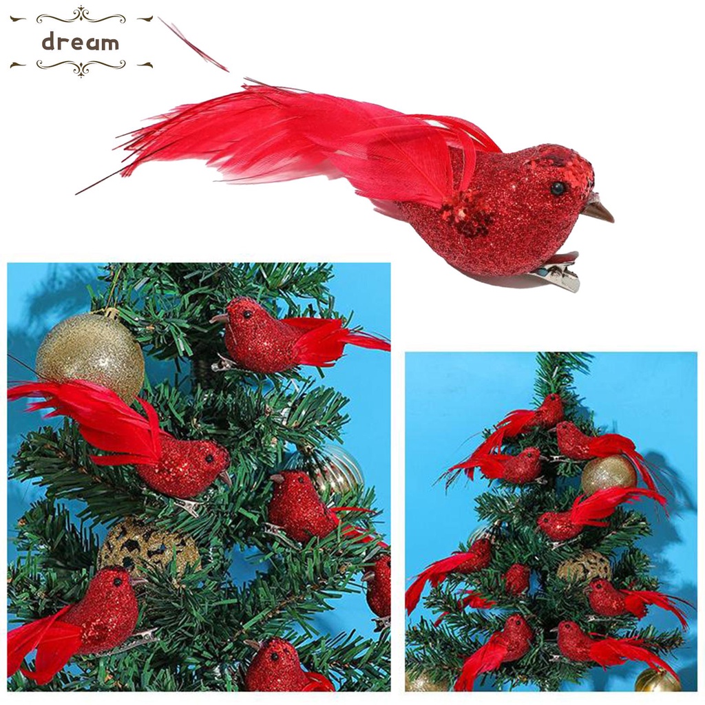 【DREAMLIFE】12 PCS Artificial Feather Birds Clips High Quality For Wreaths Christmas Decor