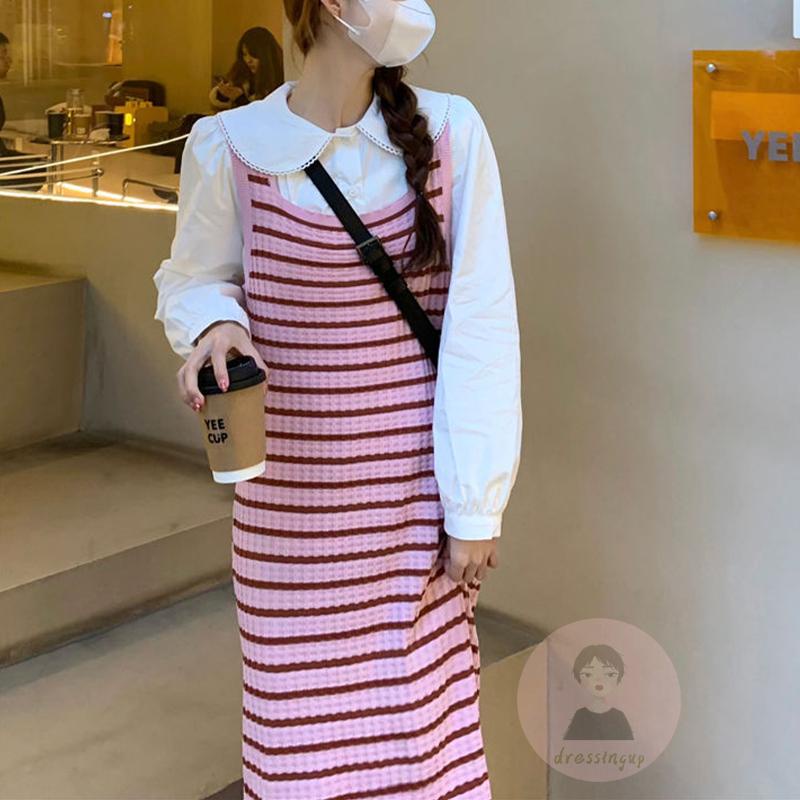 Đầm Sát Nách Cổ Vuông Họa Tiết Kẻ Sọc Phong Cách Cổ Điển Thời Trang Mùa Hè Cho Nữ