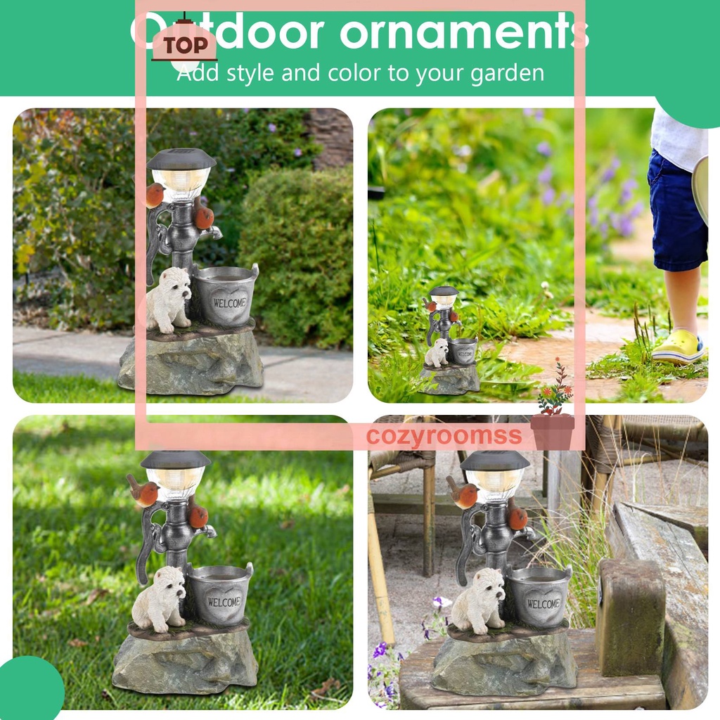 Đồ trang trí Chó Mèo Bằng Nhựa Resin Sử Dụng Năng Lượng Mặt Trời