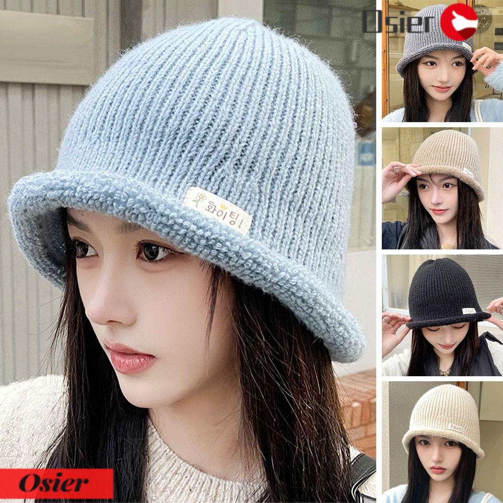 OSIER1 Mũ Bucket Dệt Kim Thiết Kế Đơn Giản Xinh Xắn Cho Nữ