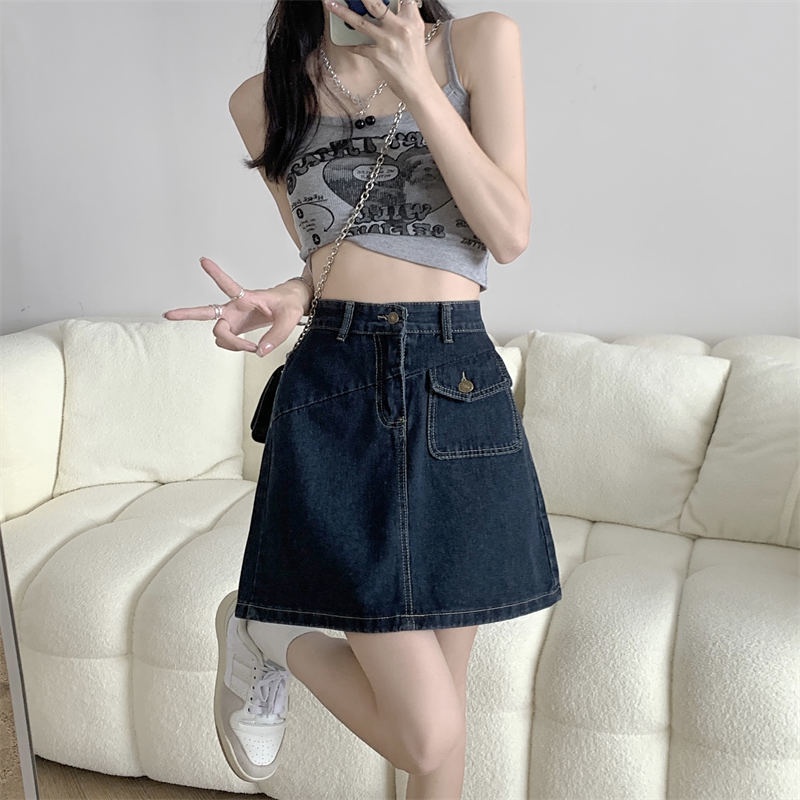 COZOK Váy denim Lưng Cao Theo Phong Cách retro Hợp Thời Trang
