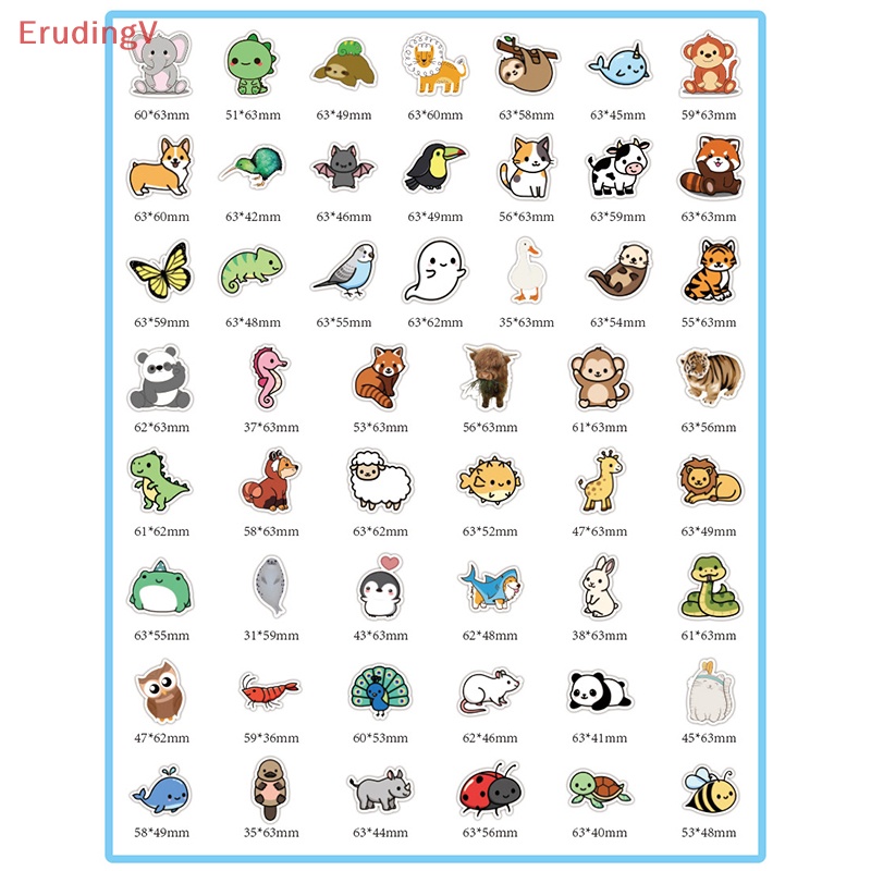 Bộ 50 Miếng Dán Hoạt Hình Động Vật Dễ Thương Trang Trí Vali / Laptop / Xe Hơi / Xe Máy
