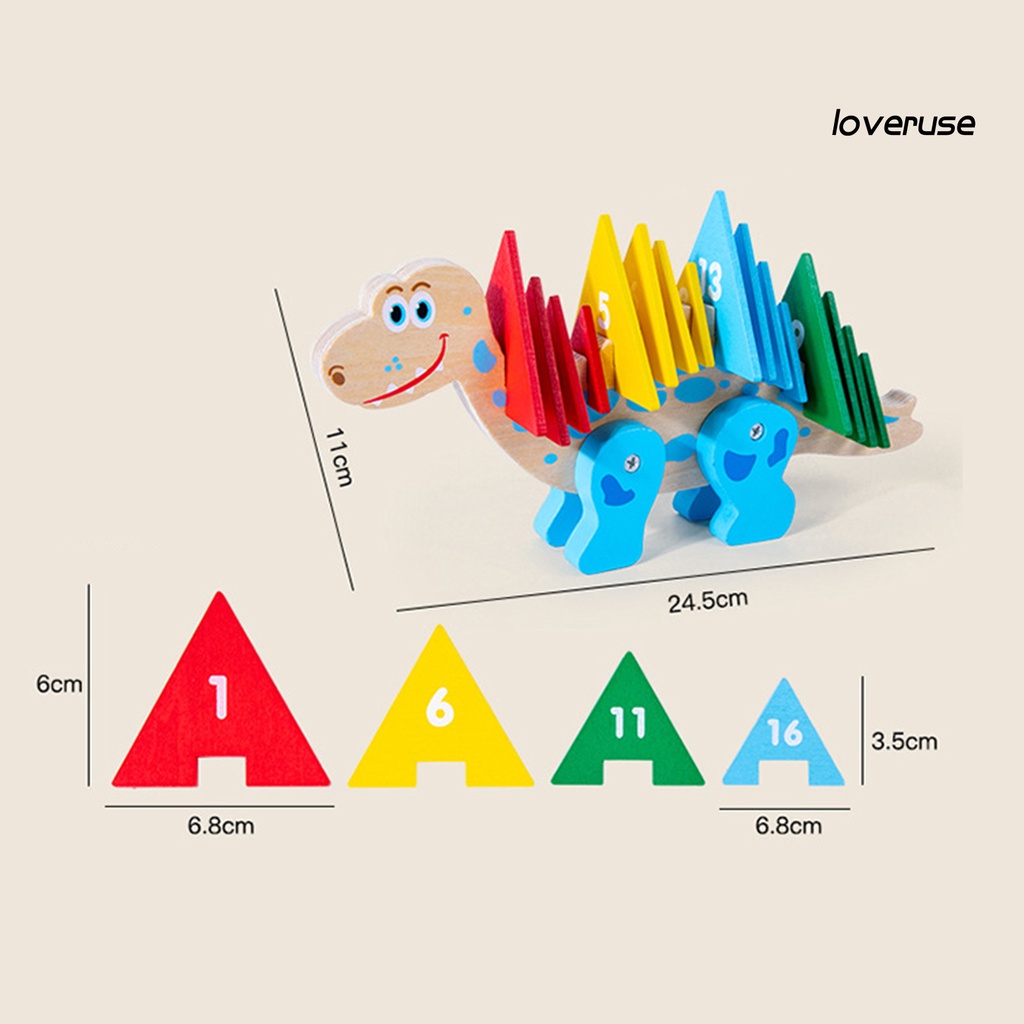 1 Bộ Đồ Chơi Xếp Hình Khủng Long Bằng Gỗ Nhận Biết Màu Sắc Dành Cho Trẻ Mẫu Giáo