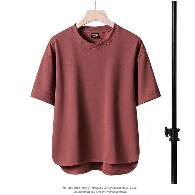 Áo Thun Tay Ngắn Cổ Tròn Màu Trơn Đơn Giản Thời Trang Xuân Hè Mới 2023 Size Lớn M-3xl