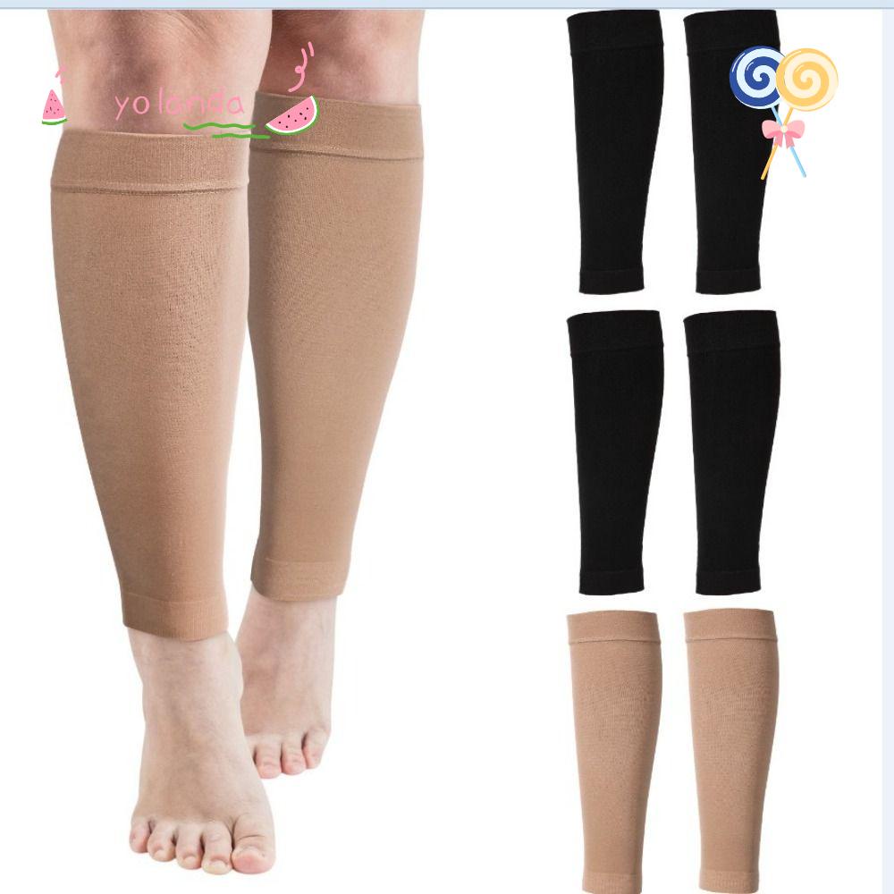 YOLA 1 Đôi Vớ Nén Co Giãn Bằng Nylon Màu Đen Chống Giãn Kháng Khuẩn Hỗ Trợ Bắp Chân Khi Chơi Thể Thao