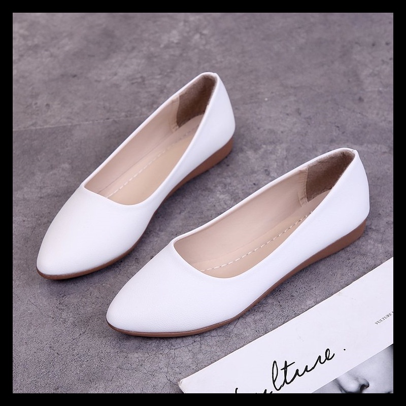 Giày Búp Bê Đế Mềm Thoải Mái Thời Trang Công Sở Cho Nữ Giày Da Màu Đen Chuyên Nghiệp Cho Máy Hút Khí Khách Sạn