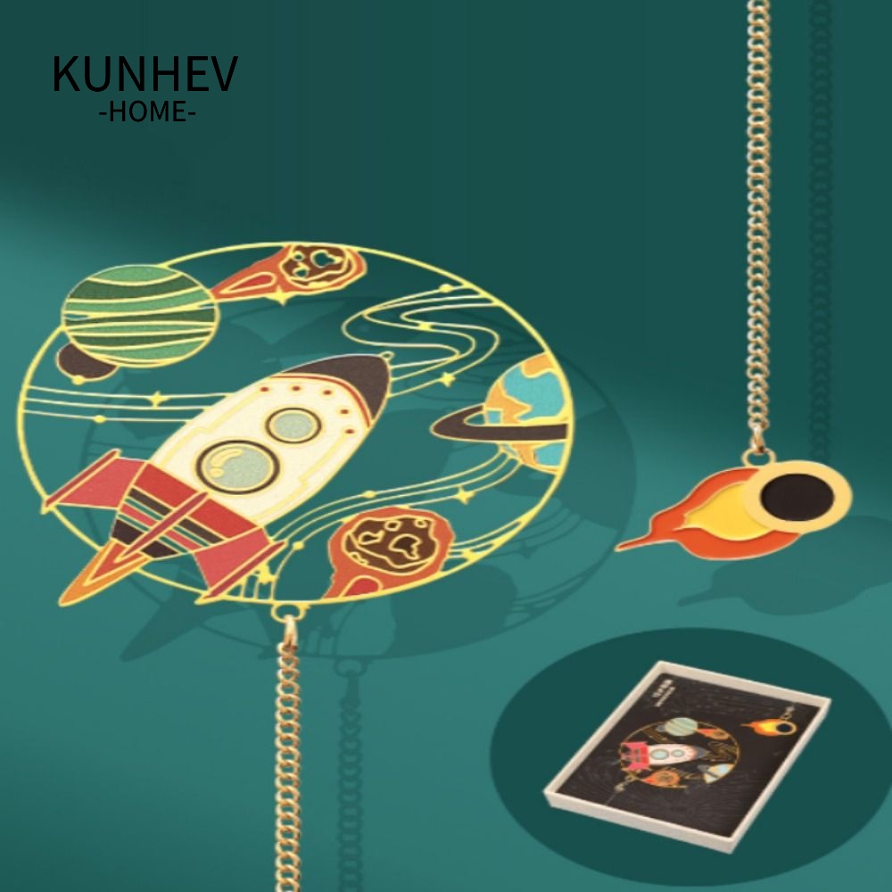 KUNHEV Hộp Đánh Dấu Trang Sách Hệ Mặt Trời Bằng Kim Loại Hình Hành Tinh Dùng Làm Quà Tặng