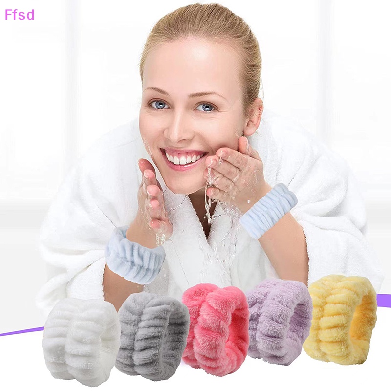 {Ffsd} Set 2 Cặp Băng Đô Quấn Cổ Tay Thấm Hút Mồ Hôi Khi Rửa Mặt / Chơi Thể Thao