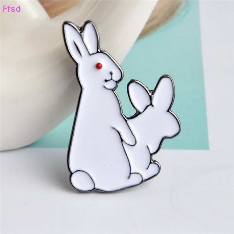 {Ffsd} Trâm Cài Áo Hình Hai Chú Thỏ Trắng Dễ Thương Làm Quà Tặng Quần Áo Jean Cho Nữ