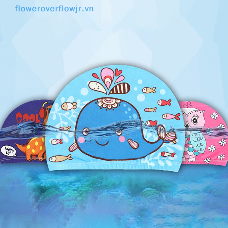 Mũ Bơi Co Giãn In Họa Tiết Hoạt Hình Dễ Thương Bảo Vệ Tai Cho Bé