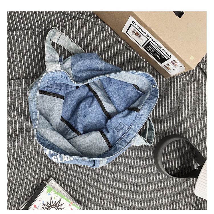 Túi Đeo Chéo Vải Denim Kích Thước Lớn Phong Cách Thời Trang Đường Phố Mới Cho Nam Và Nữ