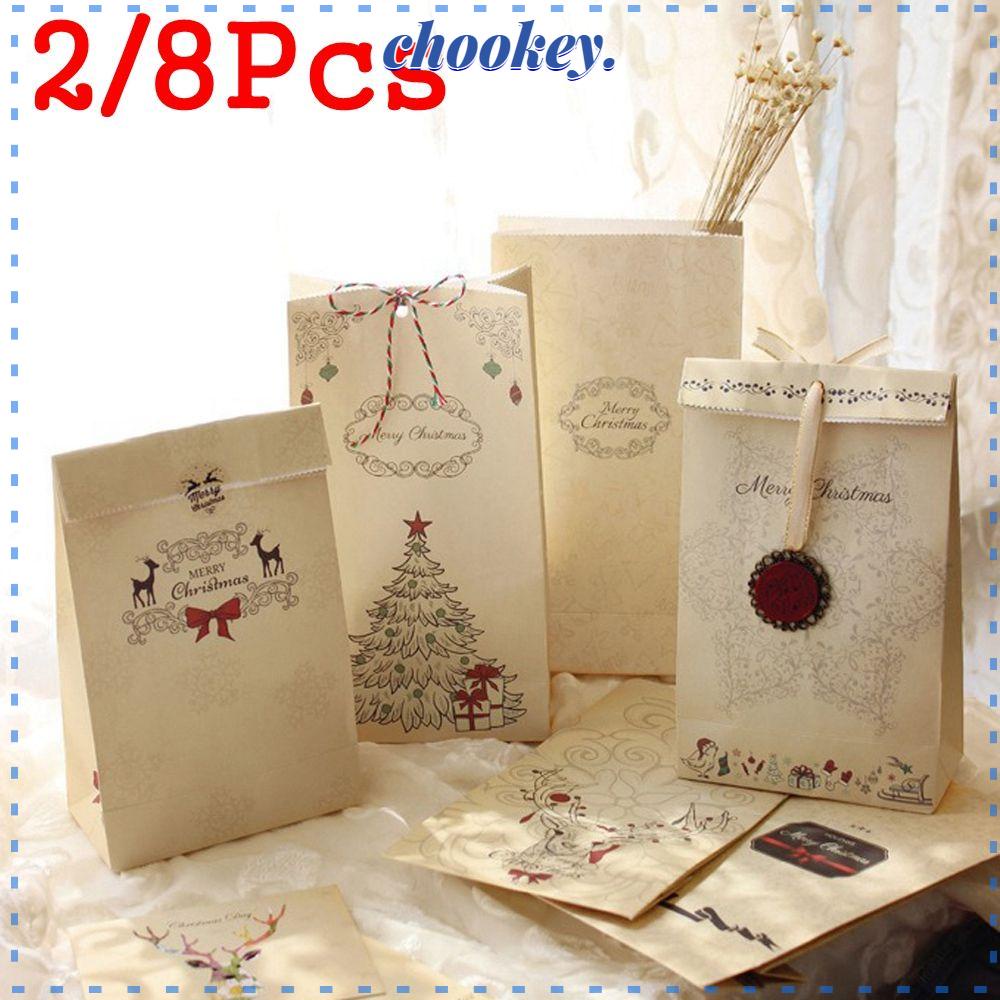 CHOOKEY Bộ 2 / 8 Túi Đựng Bánh Quy Chủ Đề Giáng Sinh