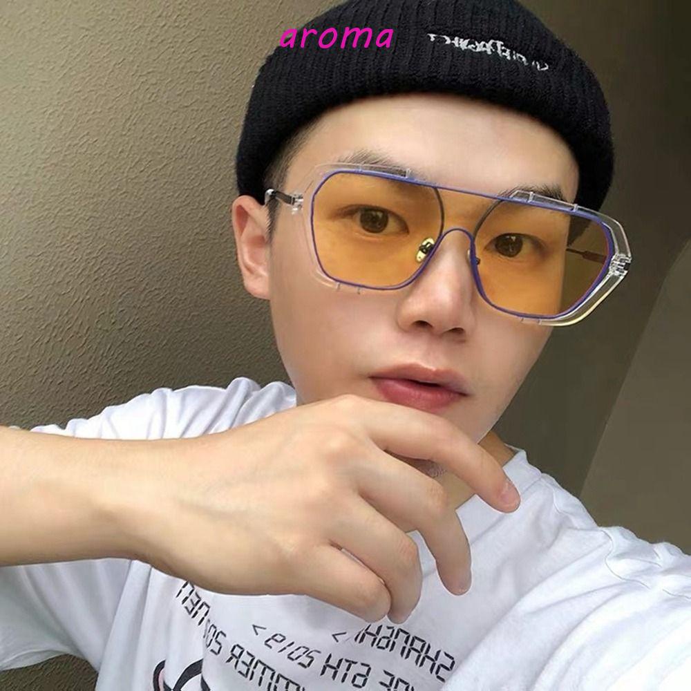 AROMA Kính Mát Gọng Kim Loại Tròng Hình Học Chống Tia UV Thời Trang Hàn Quốc