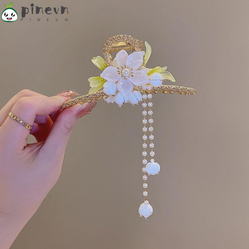 PINEVN Kẹp Tóc Tua Rua Hình Cá Mập Bằng Kim Loại Tinh Tế Phong Lan Cổ Điển Hàng Mới Dành Cho Bạn Nữ