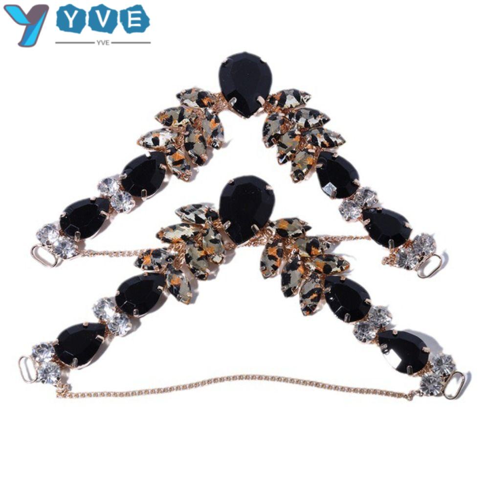 YVE Set 2 Chuỗi Dây Xích Bằng Acrylic Hình Hoa Trang Trí Dép Xỏ Ngón Có Thể Tháo Rời DIY Cho Nữ