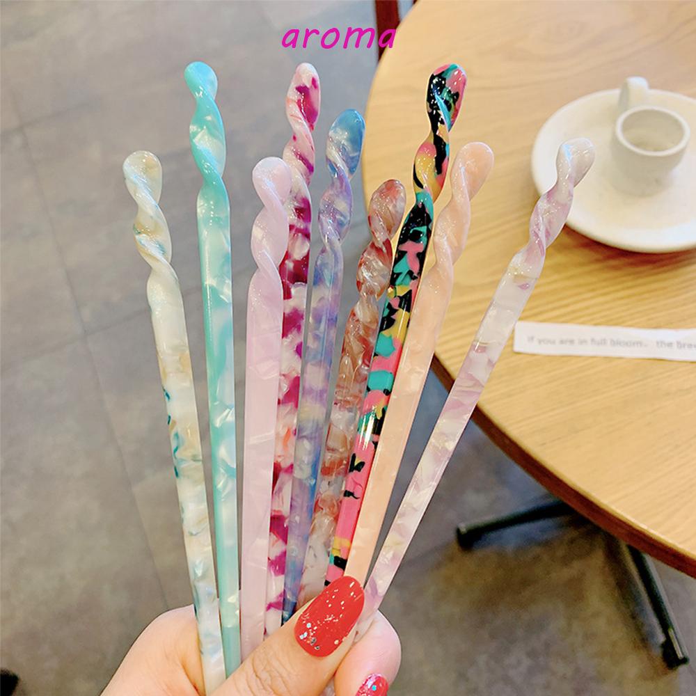 AROMA 1 Trâm Cài Tóc Bằng Nhựa Acrylic Phong Cách Hàn Quốc Cổ Điển Thời Trang