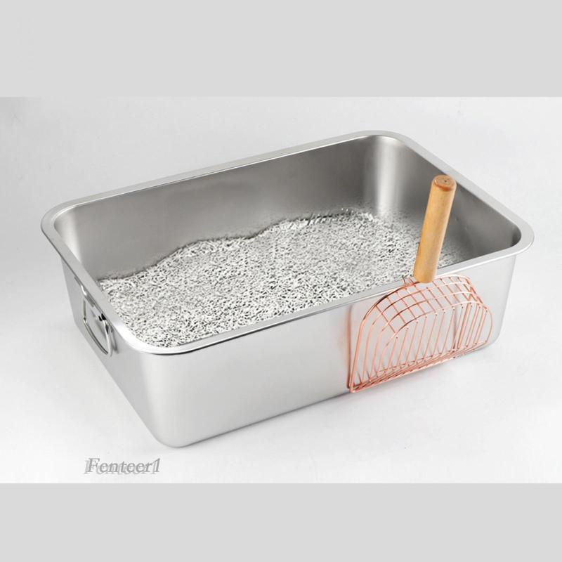 Hộp Vệ Sinh Bằng Thép Không Gỉ Cạnh Trơn Chống Rỉ Sét Cho Thỏ / Mèo