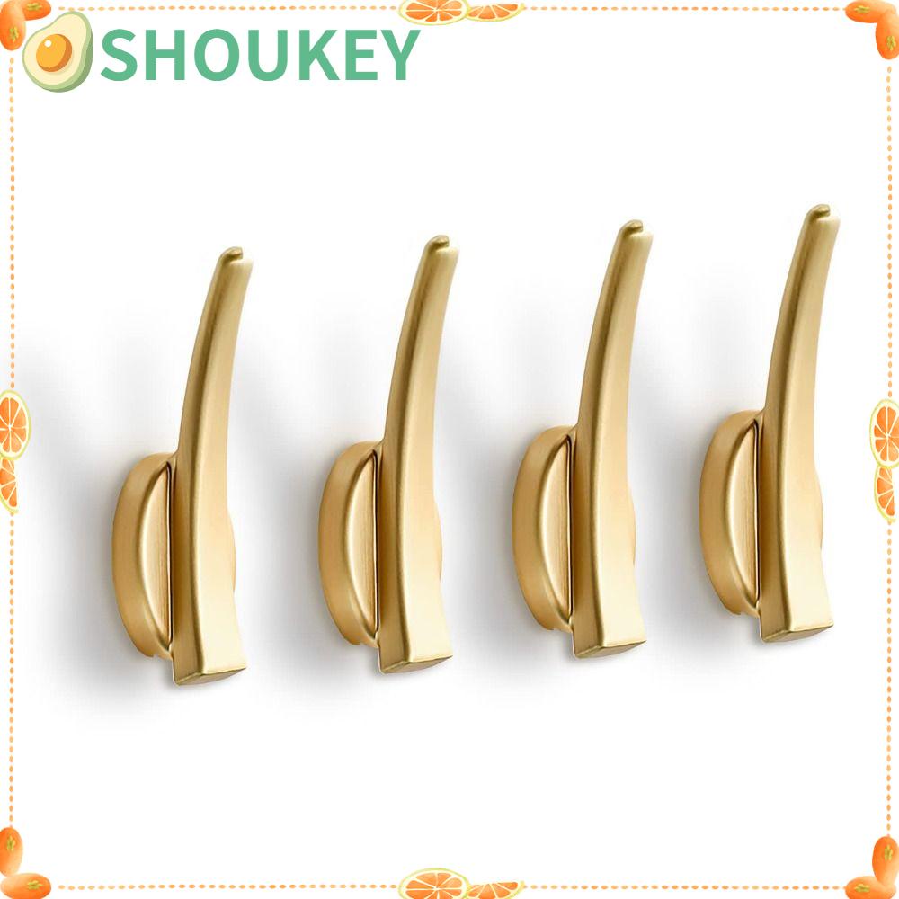 SHOUKEY Set 4 Móc Treo Khăn Tắm Gắn Tường Bằng Hợp Kim Kẽm Màu Vàng Kèm Ốc Vít Cho Nhà Bếp