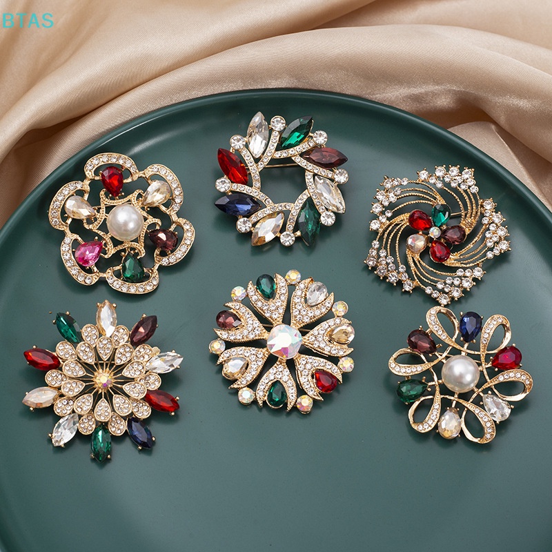 Ghim Cài Áo Hình Hoa Đính Đá Nhiều Màu Sắc Phong Cách Hàn Quốc Cho Nữ