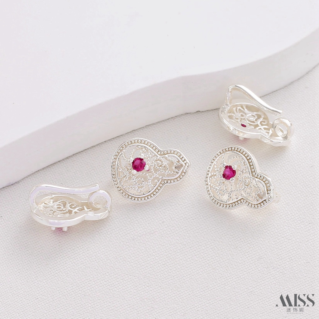 Đầu Khóa Dây Chuyền / Vòng Tay Mạ Bạc Dày Dặn Đính Kim Cương Đỏ Sang Trọng diy