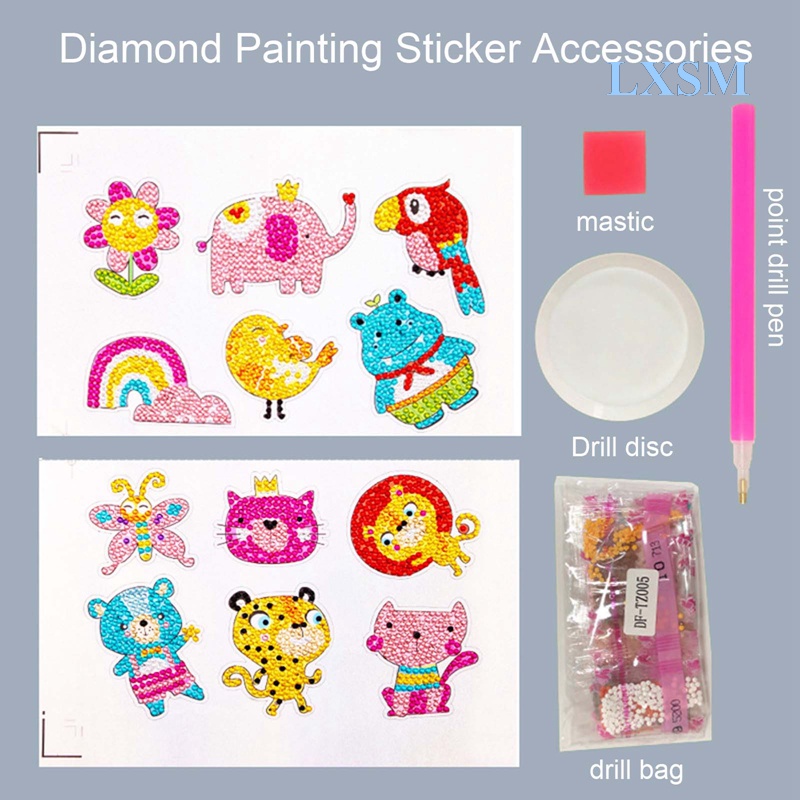 Bộ Tranh Đính Đá Tự Làm Họa Tiết Lấp Lánh + Dụng Cụ Dán Dành Cho Bé