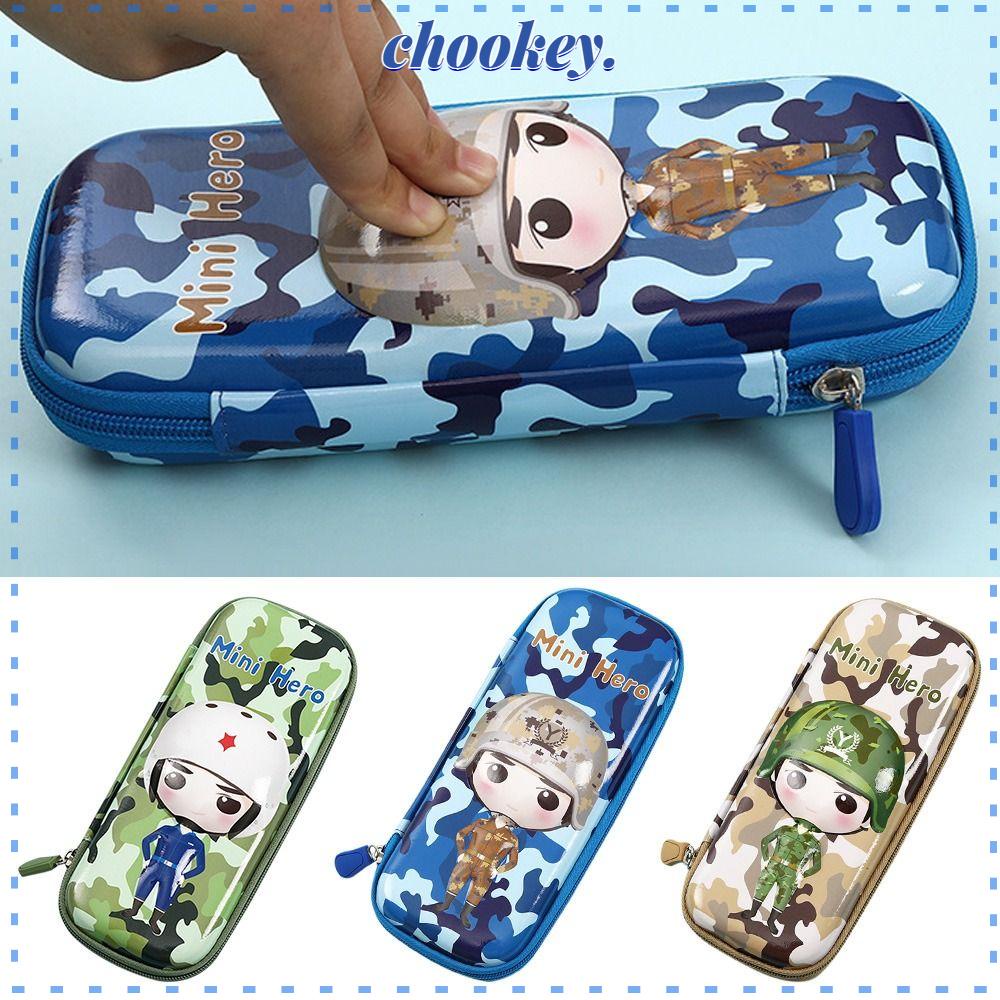 CHOOKEY Túi Đựng Bút Họa Tiết Rằn Ri Ba Chiều Có Khóa Kéo