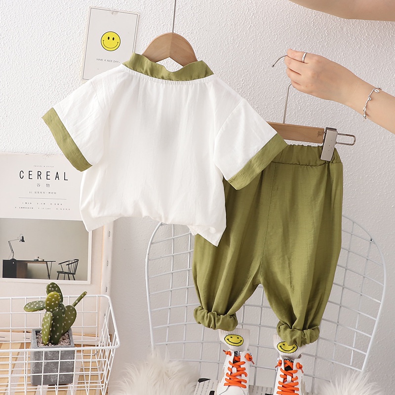 Bộ Đồ Hán Phục Ngắn Tay Thoáng Khí Theo Phong Cách Năm Mới Dành Cho Bé