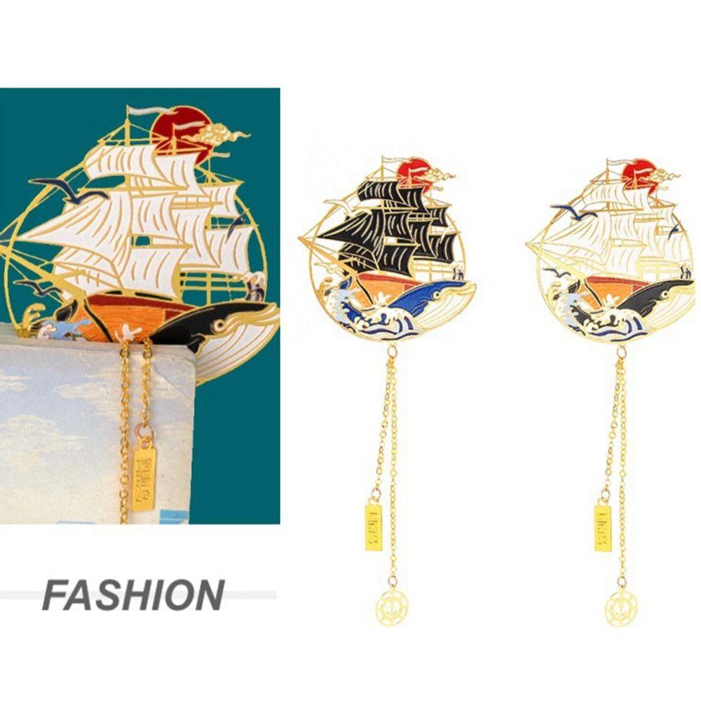 CHOOKEY Kẹp Đánh Dấu Trang Sách Bằng Kim Loại Hình Động Vật Phối Tua Rua Kiểu Retro Cho Học Sinh