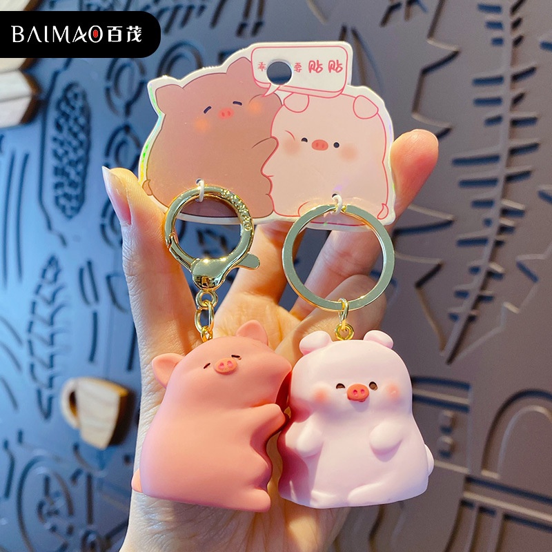Set 2 Móc Khóa Hình Chú Heo Đáng Yêu Mới
