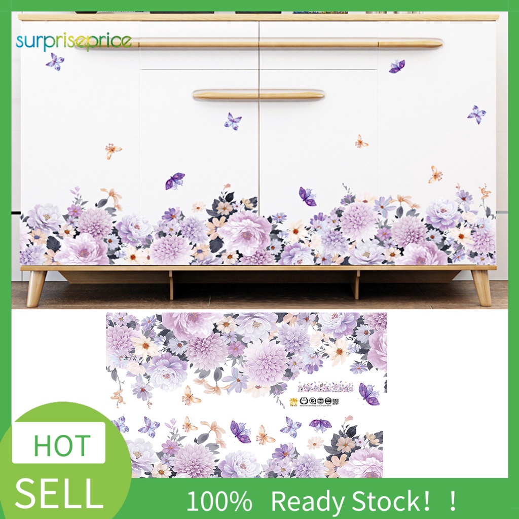 Miếng Dán Tường Bằng PVC Chống Thấm Nước Họa Tiết Hoa Và Bướm Độc Đáo Trang Trí Nhà Cửa DIY