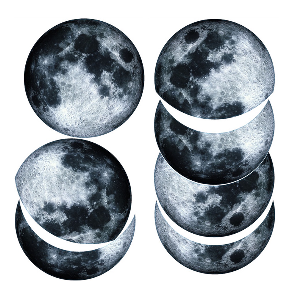 Set 2 Miếng Dán Tường / Cửa Sổ Trang Trí Nội Thất Hình Mặt Trăng Bằng PVC Tự Dính Chống Thấm Nước