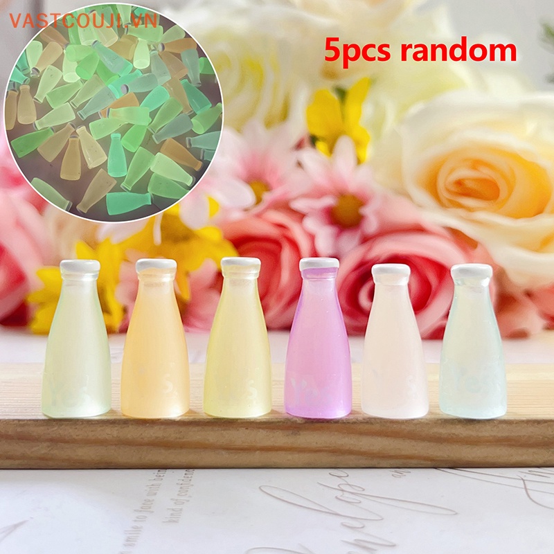 Bộ 5 Mô Hình Chai Kem VASTJI Mini Bằng Resin Màu Dạ Quang Trang Trí Điện Thoại DIY
