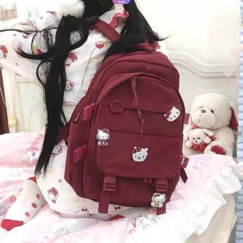 Ba Lô Đi Học / Du Lịch Sức Chứa Lớn In Họa Tiết Sanrio Hello Kitty Dễ Thương Có Khóa Kéo Thời Trang Cho Nữ Y2k