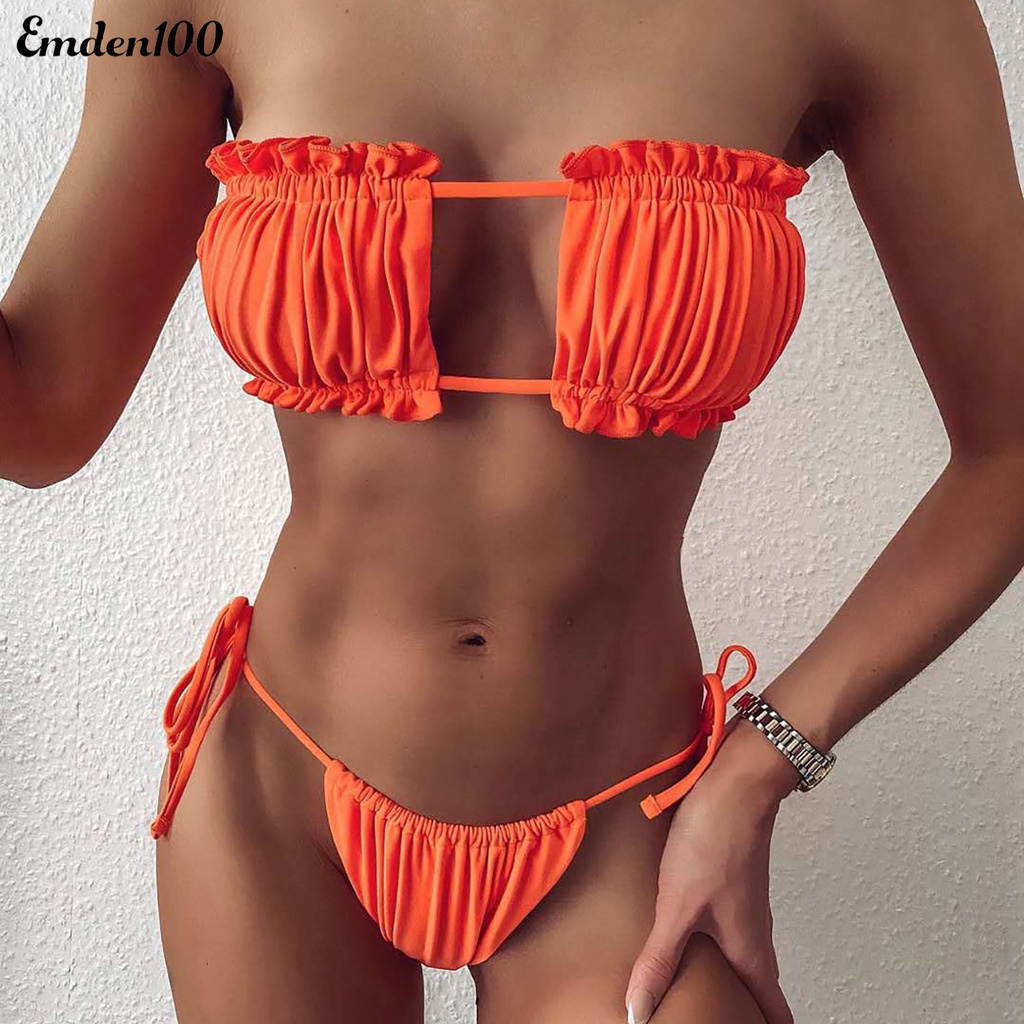 Bộ Đồ Bơi 2 Mảnh Màu Sắc Thời Trang Gợi Cảm Cho Nữ