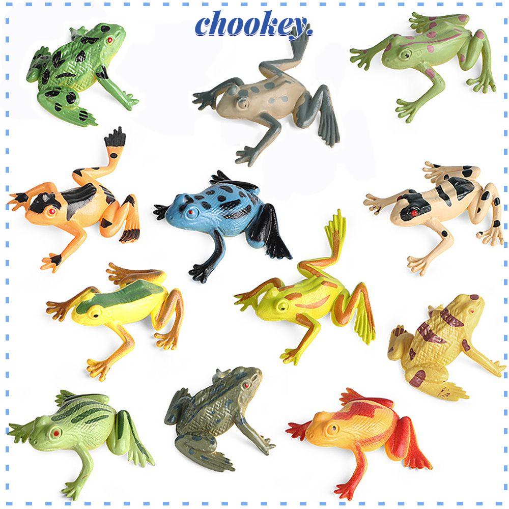 CHOOKEY Set 12 Mô Hình Chú Ếch Sống Động Dùng Trang Trí Tiểu Cảnh