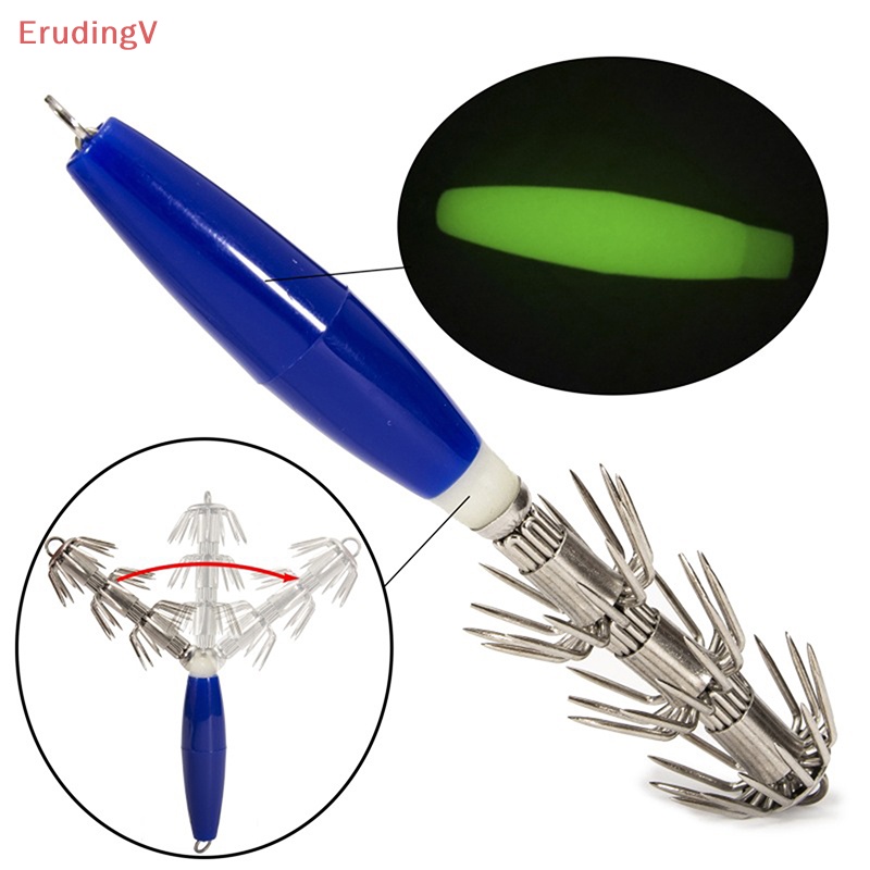 [ErudingV] Mồi Câu Cá Cứng Hình Con Mực Phát Sáng Trong Bóng Tối
