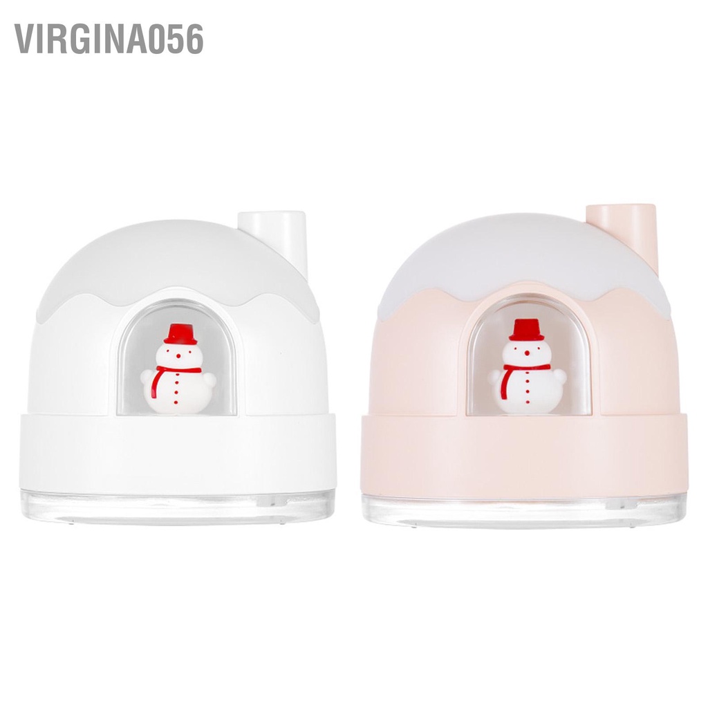 Virgina056 Máy tạo độ ẩm ánh sáng ban đêm Thiết kế ngôi nhà tuyết dễ thương USB Mute Mini Air Vaporizer cho phòng ngủ
