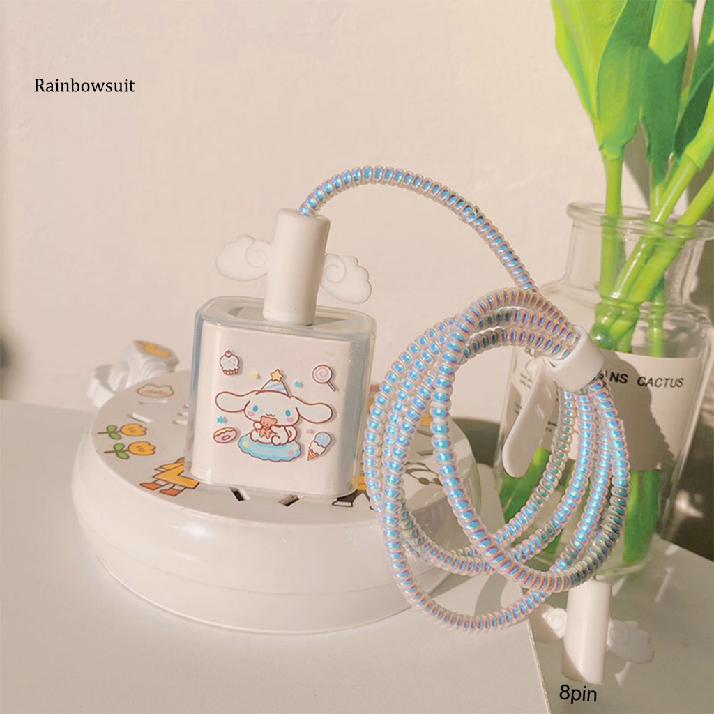 Vỏ Bọc Bảo Vệ Cáp Sạc 5W / 18 / 20W Trong Suốt Họa Tiết Hoạt Hình Dễ Thương Cho iPhone