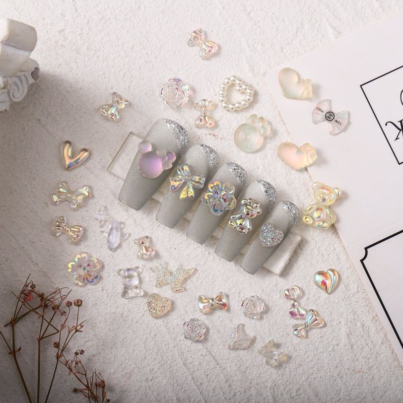 Bộ 50 hạt đính đá charm hình nơ màu đen 3D | Gấu Charm