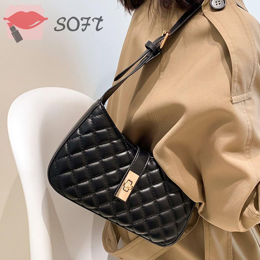 SOFTNESS Túi Đeo Chéo Vai Sức Chứa Lớn Siêu Nhẹ Họa Tiết Sọc Caro Thời Trang Cho Nữ