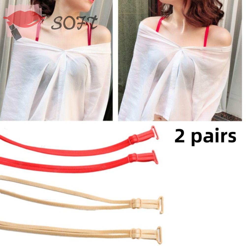SOFTNESS Set 2 Cặp Dây Áo Ngực Co Giãn Không Trượt Thời Trang Dành Cho Nữ