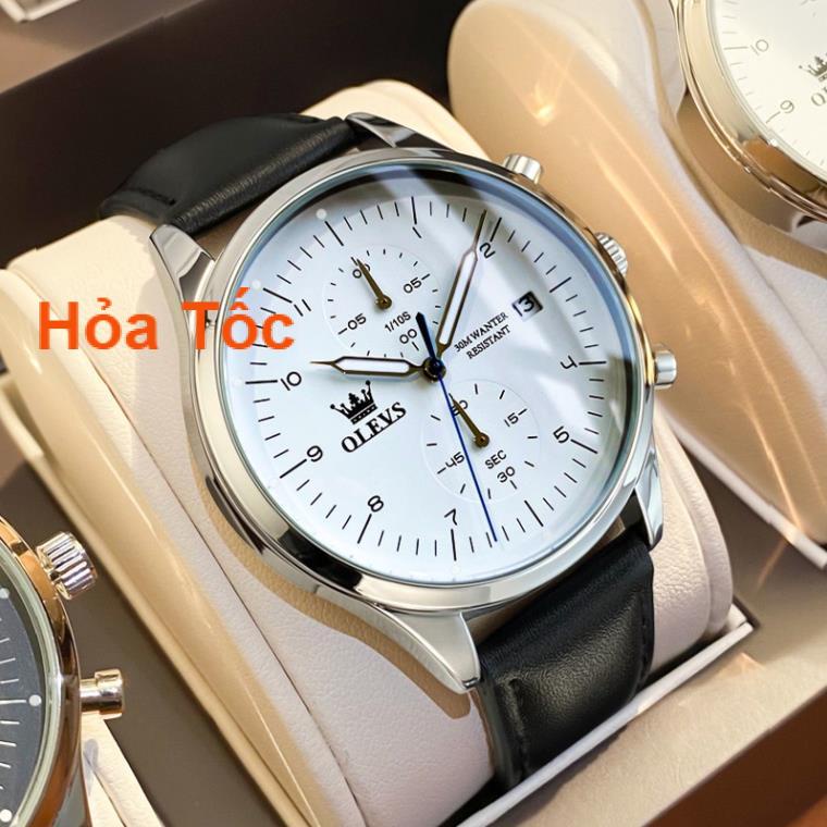 [CAO CẤP] OLEVS 2880 Đồng hồ nam chính hãng Dây da có chức năng Lịch chống nước phát sáng Mặt số