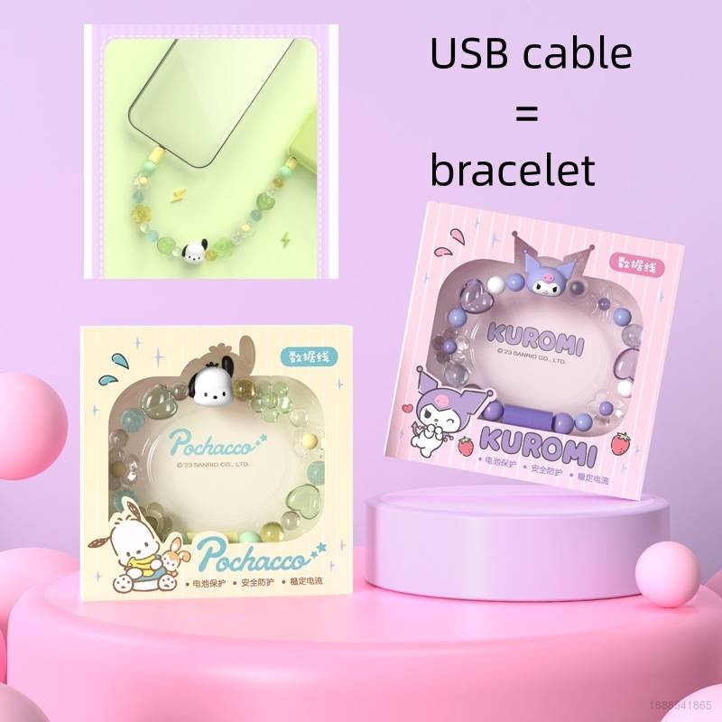 Cáp USB Dạng Vòng Đeo Tay Jason Sanrio Kuromi POCHACCO Cho iPhone